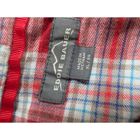 Women's Size XL Eddie Bauer Shirt Red Plaid Button Collared Blouse Shirt Top EUC - Picture 8 of 12